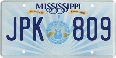 MS license plate JPK809