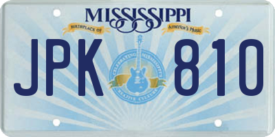 MS license plate JPK810