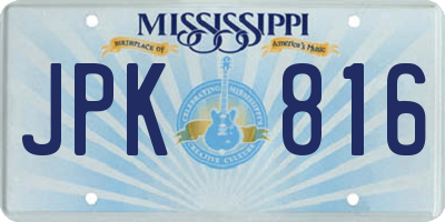 MS license plate JPK816