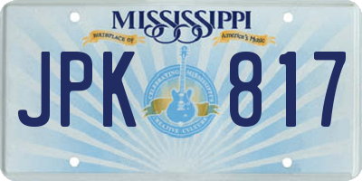 MS license plate JPK817