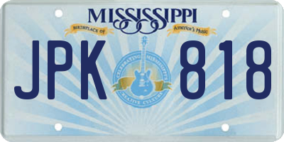 MS license plate JPK818