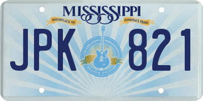 MS license plate JPK821