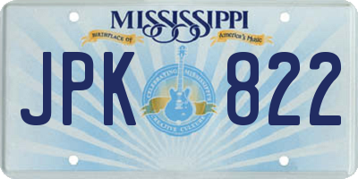 MS license plate JPK822