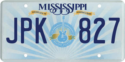 MS license plate JPK827