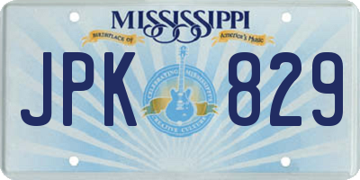 MS license plate JPK829