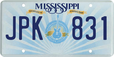 MS license plate JPK831