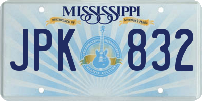 MS license plate JPK832