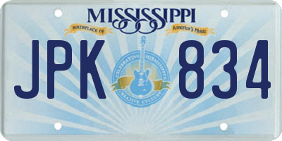 MS license plate JPK834