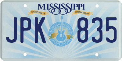 MS license plate JPK835
