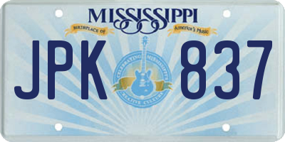 MS license plate JPK837