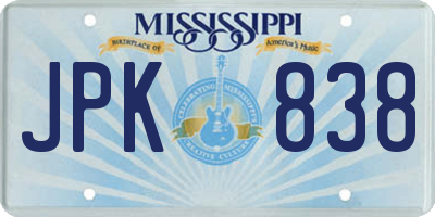 MS license plate JPK838