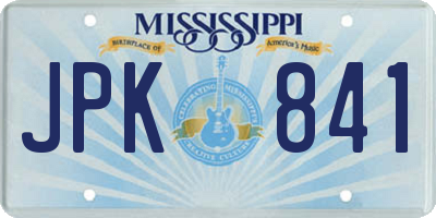 MS license plate JPK841