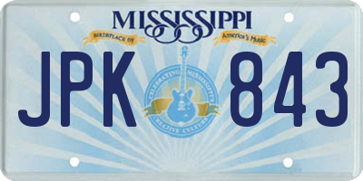 MS license plate JPK843