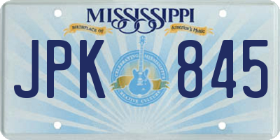 MS license plate JPK845
