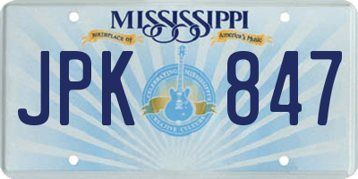 MS license plate JPK847