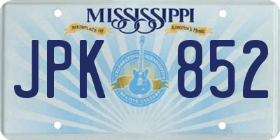 MS license plate JPK852