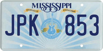 MS license plate JPK853