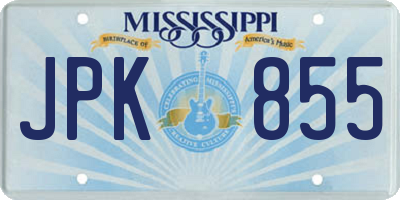 MS license plate JPK855