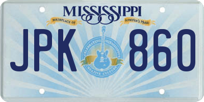 MS license plate JPK860