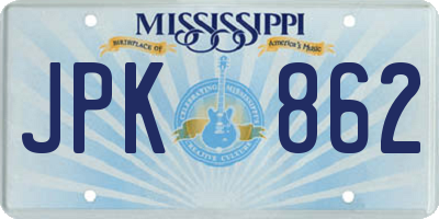 MS license plate JPK862