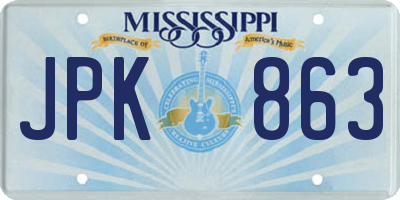 MS license plate JPK863
