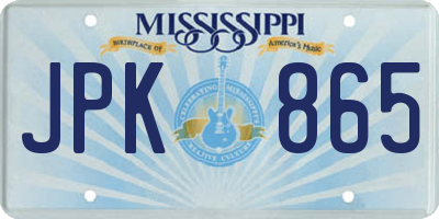 MS license plate JPK865