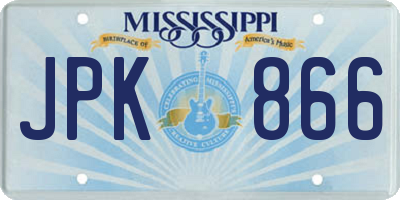 MS license plate JPK866
