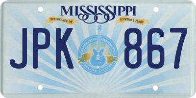 MS license plate JPK867