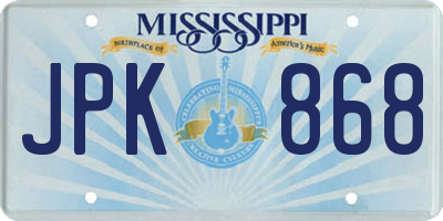 MS license plate JPK868