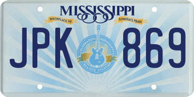 MS license plate JPK869