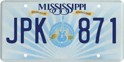 MS license plate JPK871