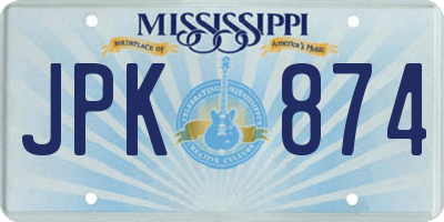 MS license plate JPK874