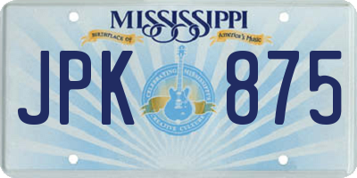 MS license plate JPK875