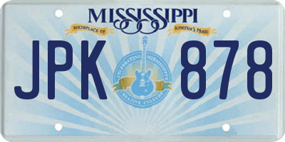 MS license plate JPK878
