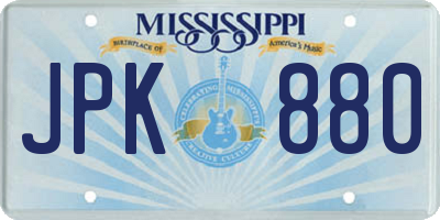MS license plate JPK880
