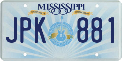 MS license plate JPK881