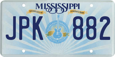 MS license plate JPK882