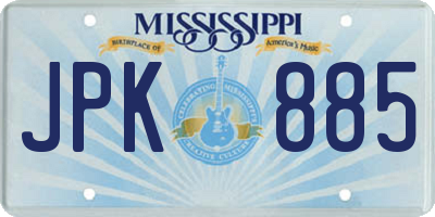 MS license plate JPK885