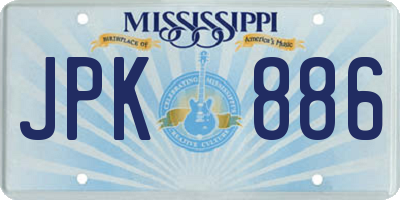 MS license plate JPK886