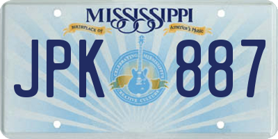 MS license plate JPK887