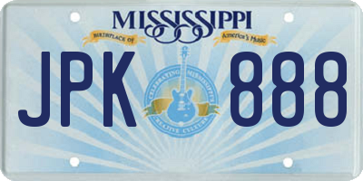 MS license plate JPK888