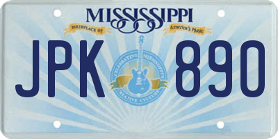 MS license plate JPK890