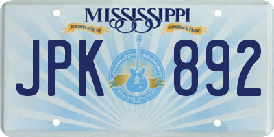 MS license plate JPK892