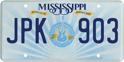 MS license plate JPK903