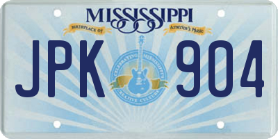 MS license plate JPK904