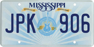 MS license plate JPK906
