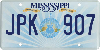 MS license plate JPK907