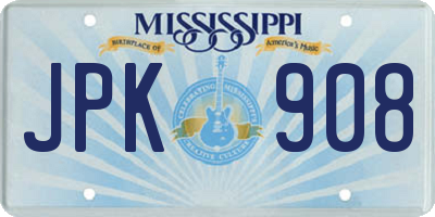 MS license plate JPK908