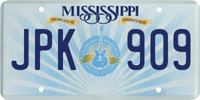 MS license plate JPK909