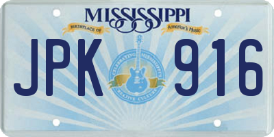 MS license plate JPK916